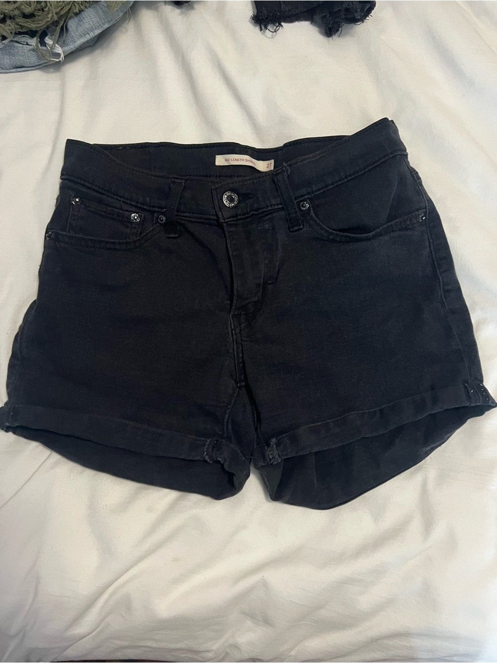 Levi's Black Women's Denim Shorts with Cuffed Hem